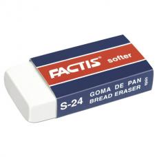 Резинка стирательная FACTIS Softer S 24 (Испания), 50х24х10 мм, картонный держатель, синтетический каучук, CNFS24