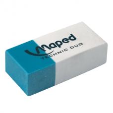 Резинка стирательная MAPED (Франция) 'Technic Duo', 39х17, 6х12,1 мм, сине-белая, дисплей, 511710