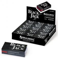 Резинка стирательная BRAUBERG 'BlackJack', в картонном держателе, 40х20х11 мм, трёхслойная, чёрная, 222466