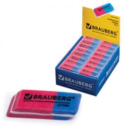 Резинка стирательная BRAUBERG 'Assistant 80', 41х14х8 мм, красно-синяя, в картонном дисплее, 221034
