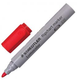 Маркер для флипчарта STAEDTLER (Германия) 'Lumocolor', НЕПРОПИТЫВАЮЩИЙ, КРАСНЫЙ, скошенный наконечник, 2 мм, 356-2
