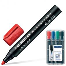 Маркеры перманентные (нестираемые) STAEDTLER 'Lumocolor', набор 4 штуки, круглые, 2 мм, 352 WP4