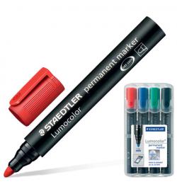 Маркеры перманентные (нестираемые) STAEDTLER 'Lumocolor', набор 4 штуки, круглые, 2 мм, 352 WP4