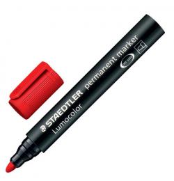 Маркер перманентный (нестираемый) STAEDTLER (Германия) 'Lumocolor', КРАСНЫЙ, круглый наконечник, 2 мм, 352-2