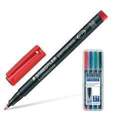 Маркеры перманентные (нестираемые) STAEDTLER 'Lumocolor', набор 4 штуки, круглые, 1 мм, 317 WP4
