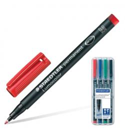 Маркеры перманентные (нестираемые) STAEDTLER 'Lumocolor', набор 4 штуки, круглые, 1 мм, 317 WP4