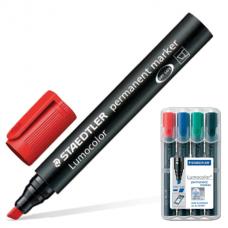 Маркеры перманентные (нестираемые) STAEDTLER 'Lumocolor', набор 4 штуки, скошенные, 2-5 мм, 350 WP4