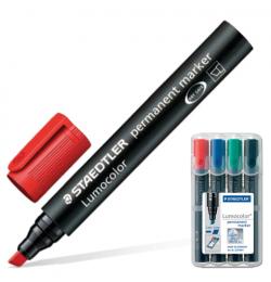 Маркеры перманентные (нестираемые) STAEDTLER 'Lumocolor', набор 4 штуки, скошенные, 2-5 мм, 350 WP4