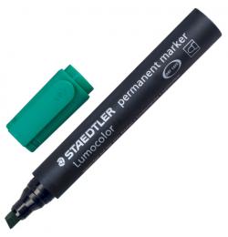 Маркер перманентный (нестираемый) STAEDTLER (Германия) 'Lumocolor', ЗЕЛЕНЫЙ, скошенный наконечник, 2-5 мм, 350-5