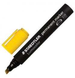 Маркер перманентный (нестираемый) STAEDTLER (Германия) 'Lumocolor', ЖЕЛТЫЙ, скошенный наконечник, 2-5 мм, 350-1