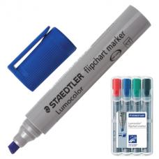 Маркеры для флипчарта STAEDTLER в НАБОРЕ из 4 шт., НЕПРОПИТЫВАЮЩ, АССОРТИ, 'Lumocolor', скошенный наконечник, 2-5 мм, 356 B WP4