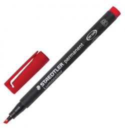 Маркер перманентный (нестираемый) STAEDTLER (Германия) 'Lumocolor', КРАСНЫЙ, скошенный наконечник, 1-2,5 мм, 314-2