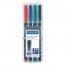 Маркеры перманентные (нестираемые) STAEDTLER 'Lumocolor', набор 4 штуки, скошенные, 1-2,5 мм, 314 WP4