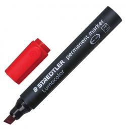 Маркер перманентный (нестираемый) STAEDTLER (Германия) 'Lumocolor', КРАСНЫЙ, скошенный наконечник, 2-5 мм, 350-2