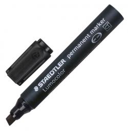 Маркер перманентный (нестираемый) STAEDTLER (Германия) 'Lumocolor', ЧЕРНЫЙ, скошенный наконечник, 2-5 мм, 350-9