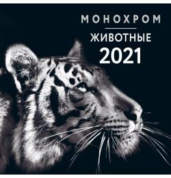 Монохром. Животные. Календарь настенный на 2021 год (300х300 мм)