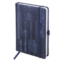Ежедневник датированный 2021 А5 (138х213 мм), кожзам, держатель для ручки, синий