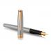 Ручка перьевая PARKER Sonnet Core Stainless Steel GT, корпус серебристый, позолоченные детали, черная