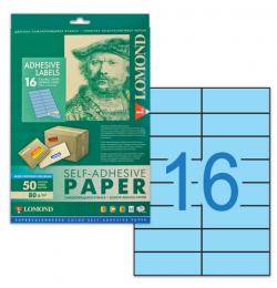 Этикетка самоклеящаяся 105х37 мм, 16 этикеток, голубая, 80 г/м2, 50 л., LOMOND, 2140125