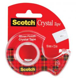 Диспенсер для скотча, с лентой 19 мм х 7,5 м, SCOTCH "Crystal"