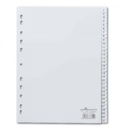 Разделитель пластиковый DURABLE (Германия), 31 лист, А4, цифровой 1-31 (месяц), 6523-10