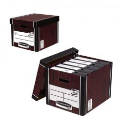 Короб архивный (285х385х325 мм), с крышкой, гофрокартон, FELLOWES (BANKERS BOX) "Woodgrain", FS-00610