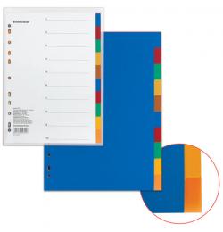 Разделитель пластиковый ERICH KRAUSE "Divider colored", А4, 10 листов, по цветам, оглавление, 2715
