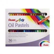 Пастель масляная художественная PENTEL 'Oil Pastels', 36 цветов, круглое сечение, картонная упаковка, PHN4-36