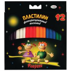 Пластилин восковой флуоресцентный ГАММА 'Флюрики', 12 цветов, 153 г, со стеком, европодвес, 280037Н