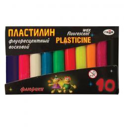 Пластилин восковой флуоресцентный ГАММА 'Флюрики', 10 цветов, 92 г, картонная упаковка, 281036