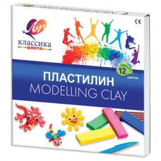 Пластилин классический ЛУЧ 'Классика', 12 цветов, 240 г, со стеком, картонная упаковка, 7С331-08