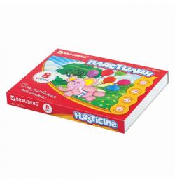 Пластилин классический BRAUBERG, 8 цветов, 160 г, со стеком, картонная упаковка, 103254