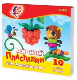 Пластилин мягкий ЛУЧ 'Кроха', 10 цветов, 165 г, со стеком, картонная упаковка, 12С875-08