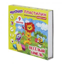 Пластилин классический ЮНЛАНДИЯ 'ВЕСЁЛЫЙ ШМЕЛЬ', 9 цветов, 153 г, БЕЗ СТЕКА, КВАДРАТНЫЙ, 104822