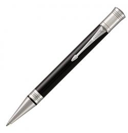 Ручка шариковая PARKER 'Duofold Classic Black CT', корпус черный, детали палладий, черная, 1931390