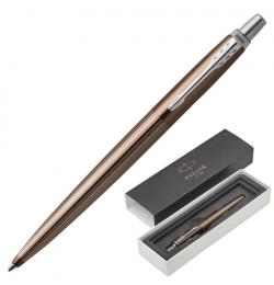 Ручка подарочная шариковая PARKER 'Jotter Premium Carlisle Brown Pinstripe CT', коричневый корпус, гравировка, синяя, 1953201