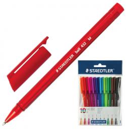 Ручки шариковые STAEDTLER в НАБОРЕ из 10 шт., 'Ball', узел 1 мм, линия письма 0,5 мм