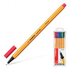 Ручки капиллярные, набор 6 шт., 'Point', 0,4 мм (голубая, красная, синяя, черная, фиолетовая, сиреневая), STABILO