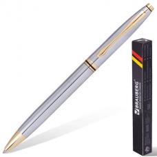 Ручка бизнес-класса шариковая BRAUBERG 'De Luxe Silver', корпус серебристый, золотистые детали, 1 мм, синяя, 141414