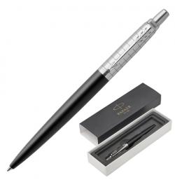 Ручка подарочная шариковая PARKER 'Jotter Premium Bond Street Black Grid CT', черный корпус, гравировка, хром, синяя, 1953195