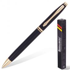 Ручка бизнес-класса шариковая BRAUBERG 'De Luxe Black', корпус черный, золотистые детали, 1 мм, синяя, 141411