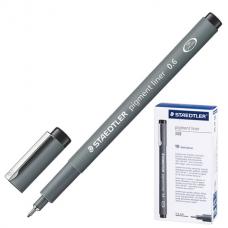 Ручка капиллярная STAEDTLER 'Pigment Liner', ЧЕРНАЯ, корпус серый, линия письма 0,6 мм, 308 06-9