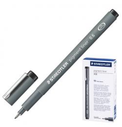 Ручка капиллярная STAEDTLER 'Pigment Liner', ЧЕРНАЯ, корпус серый, линия письма 0,6 мм, 308 06-9