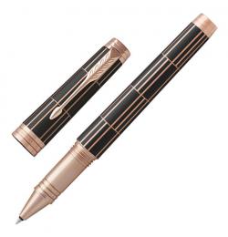 Ручка-роллер PARKER 'Premier Luxury Brown PGT', корпус коричневый, детали розовое золото, черная, 1931399