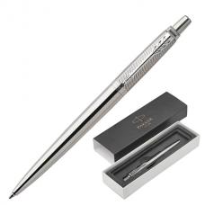 Ручка подарочная шариковая PARKER 'Jotter Premium Stainless Steel Diagonal CT', серебристый корпус, гравировка, синяя, 1953197