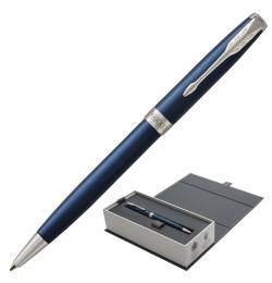 Ручка подарочная шариковая PARKER 'Sonnet Core Subtle Blue Lacquer CT', синий лак, палладиевое покрытие деталей, черная, 1931536