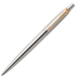 Ручка подарочная шариковая PARKER 'Jotter Core Stainless Steel GT', серебристый корпус, позолоченные детали, синяя, 1953182