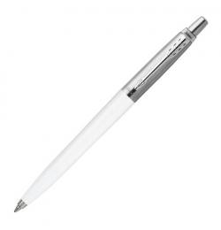 Ручка шариковая PARKER 'Jotter Plastic CT', корпус сталь и белый пластик, синяя, R0032930