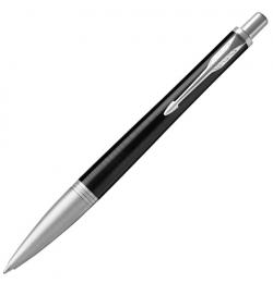 Ручка подарочная шариковая PARKER 'Urban Premium Ebony Metal CT', черный глянцевый лак, хромированные детали, синяя, 1931615