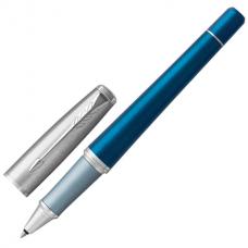 Ручка-роллер подарочная PARKER 'Urban Premium Dark Blue CT', темно-синий корпус, хромированные детали, черная, 1931566